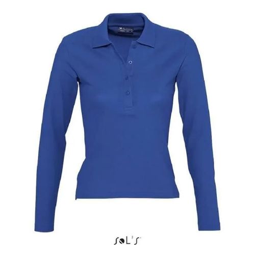 Polo Podium Femme Royal - L - Manches Longues - Bleu - Coupe Cintrée