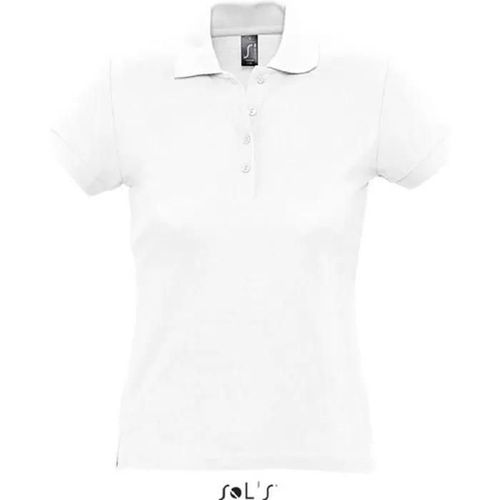 Polo Passion Femme Blanc - L - Manches Courtes - Coupe Ajustée - 100% Coton Peigné Ringspun