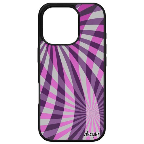 Coque Illusion D'optique Pour Iphone 16 Pro Silicone Geometrique Effet Case Telephone Motif Soleil Jolie Violet Housse Fond Design Apple