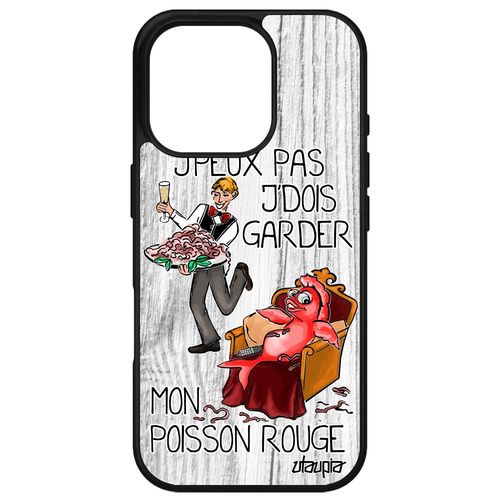 Coque Pour Apple Iphone 16 Pro Silicone J'peux Pas J'dois Garder Mon Poisson Rouge Drole Humoristique Solide Je Animaux Bande Dessinée De