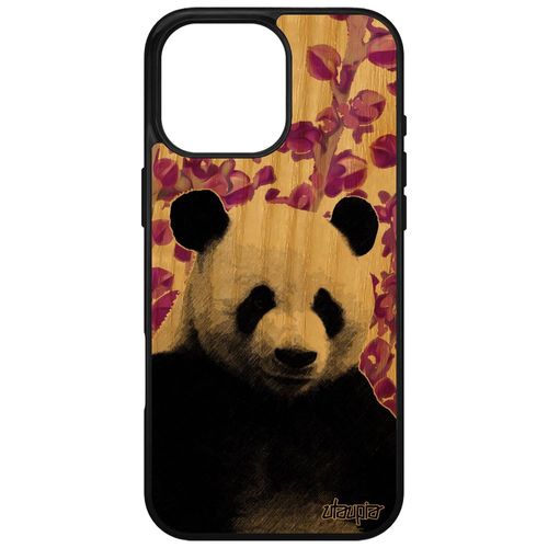 Coque Antichoc Pour Iphone 16 Pro Max Bois Silicone Panda Animal Personnalisé Ecolo Ecologie Plante Design Animaux Ours Motif Geant Apple