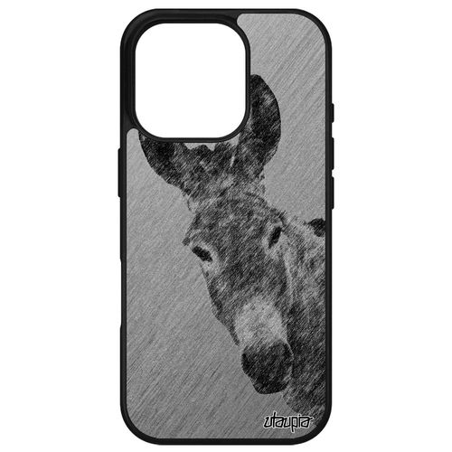 Coque Pour Apple Iphone 16 Pro Silicone Ane Gris Effet Noir Animal Design Tetu Animaux Mobile Telephone Motif Etui Dessin Bourrique Mule