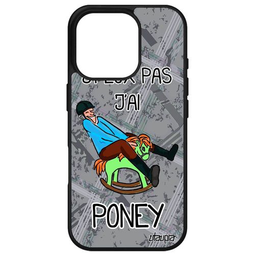 Coque En Silicone J'peux Pas J'ai Poney Pour Apple Iphone 16 Pro Motif Cheval Aqua Humoristique Humour Housse Telephone Etui Comique Gris