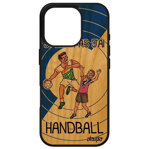Coque Humour J'peux Pas J'ai Handball Pour Iphone 16 Pro En Bois Silicone Smartphone 256 Go Drole Texte Bande Dessinée Comique Apple