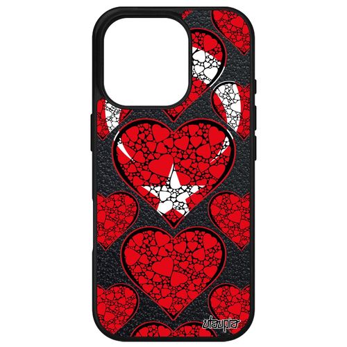 Coque Pour Apple Iphone 16 Pro Silicone Drapeau Turquie Turc Motif Euro Coupe D'europe Coupe Du Monde Case I Love Foot Jo Telephone Coeur