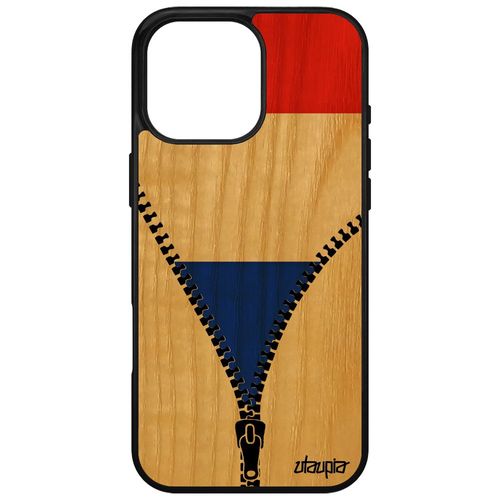 Coque Bois Silicone Pour Apple Iphone 16 Pro Max Drapeau France Français Design Coupe Du Monde Coupe D'europe Tricolore Mobile Foot Rugby