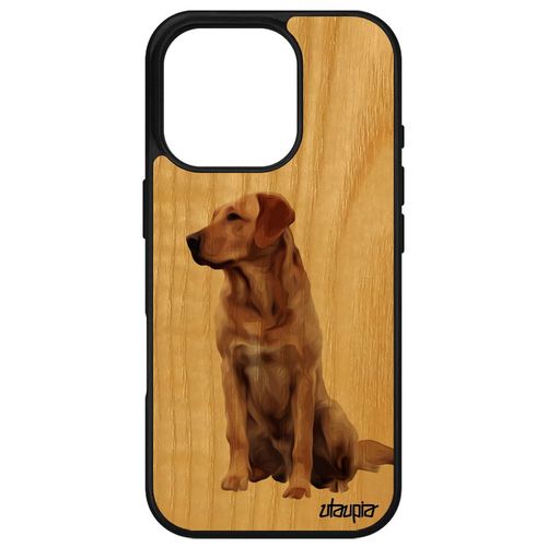 Coque Silicone Pour Iphone 16 Pro Bois Chien Beige Mobile Chiot Animaux Design Labrador Golden Retriever Jolie Originale Animal De Apple
