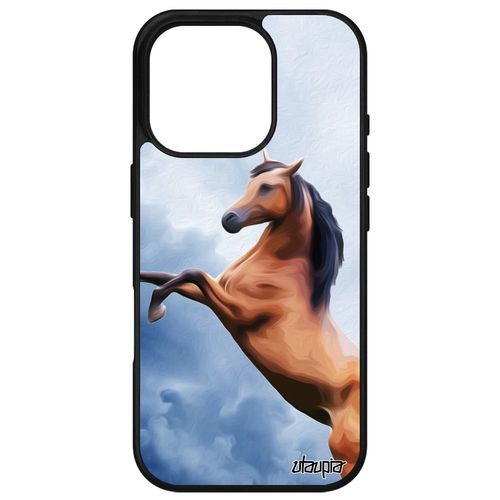 Coque Pour Apple Iphone 16 Pro En Silicone Cheval Design Housse Poney Motif Poulain Smartphone Telephone Case Metal Nuage Animal Animaux