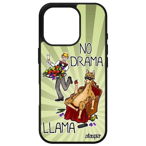 Coque Silicone Pour Iphone 16 Pro No Drama Lama Souple Llama Cartoon Comique De Protection Etui Vert Drole Dramalama Animal 4g Bd Apple