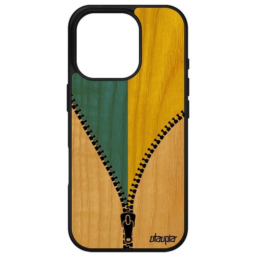 Coque Silicone Pour Iphone 16 Pro En Bois Drapeau Ukraine Ukrainien Euro Foot Unique Sport 4g Football Jo Basket Portable Apple
