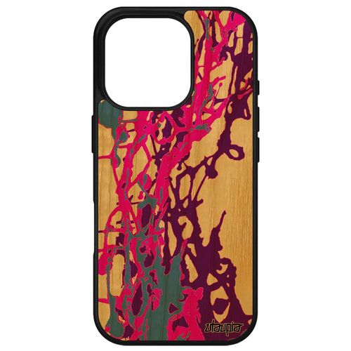 Coque Pour Iphone 16 Pro En Bois Silicone Peinture Moderne Fait Main Contemporain Abstrait Fond Design Personnalisé Made In France Apple