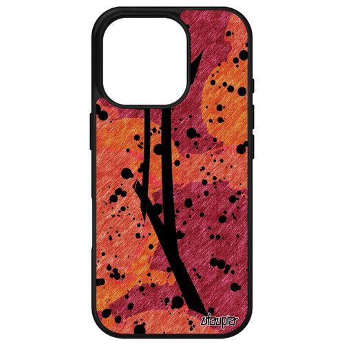 Coque Pour Iphone 16 Pro Silicone Signe Du Zodiaque Gemeaux De Protection Peinture Tache D'encre Gel Dessin Univers Noir Rouge Apple