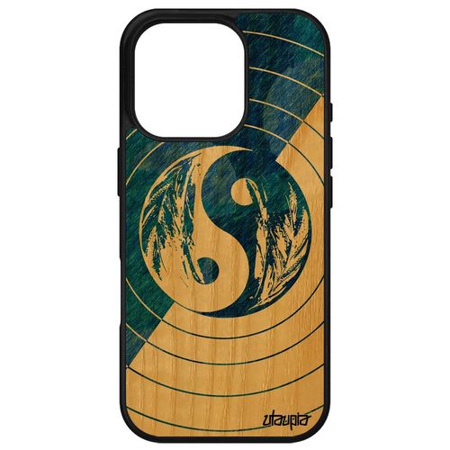 Coque Pour Iphone 16 Pro Bois Silicone Yin Et Yang Case Telephone Cercle Art Housse Couleur Unique Pastel Homme 4g Tpu Garçon Ying Apple