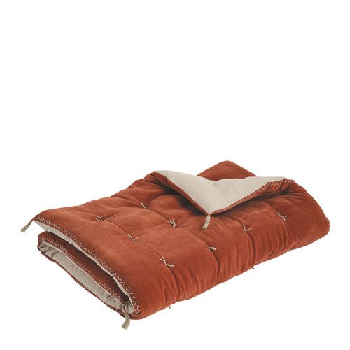 Futon Matteo Velours Et Lin - Orange Brûlé