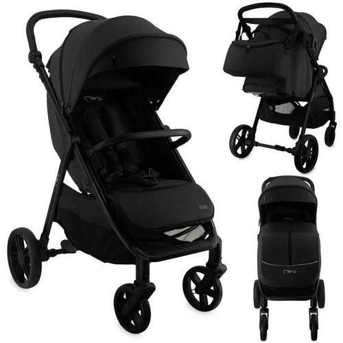 Momi Clara Poussette - De 0 Mois À 22 Kg - Kit D'accessoires ¿ Sac - Barre De Sécurité Rotative - Poignée Réglable ¿ Noir