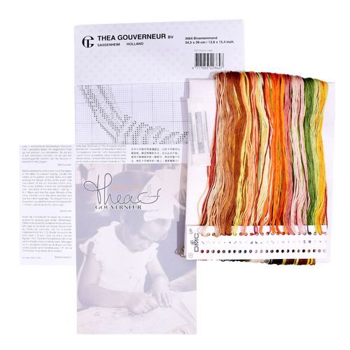 Thea Gouverneur - Kit De Point De Croix Compté - Panier De Fleurs - Lin - 36 Compter - Pour Adultes - 3064