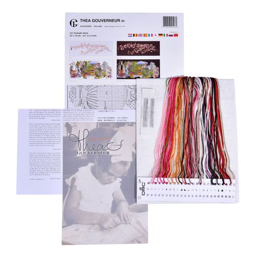 Thea Gouverneur - Kit De Point De Croix Compté - Poupées Kokeshi - Lin - 36 Compter - Pour Adultes - 547