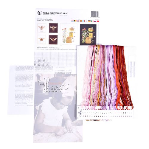 Thea Gouverneur - Kit De Point De Croix Compté - Abeille Sur Échinacée - Lin - 36 Compter - Pour Adultes - 549
