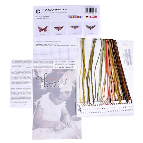 Thea Gouverneur - Kit De Point De Croix Compté - Spurge Hawk Moth - Lin - 32 Compter - Pour Adultes - 565