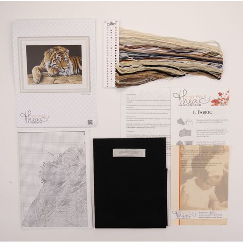 Thea Gouverneur - Kit De Point De Croix Compté - Tigre - Aida Noir - 14 Compter - Pour Adultes - 579.05