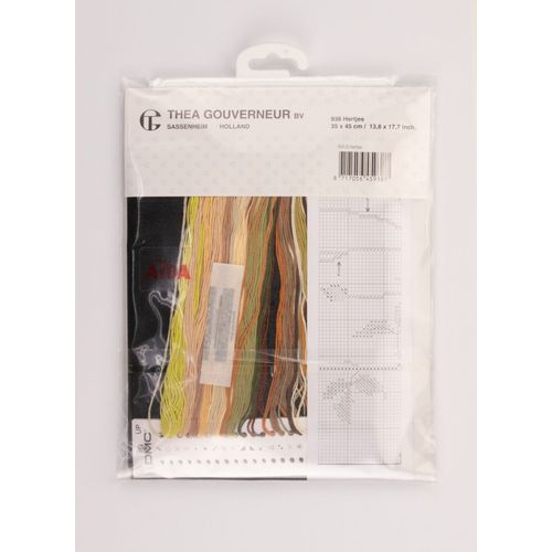 Thea Gouverneur - Kit De Point De Croix Compté - Famille De Cerfs - Aida Noir - 18 Compter - Pour Adultes - 938.05