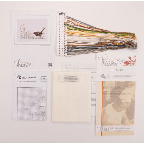 Thea Gouverneur - Kit De Point De Croix Compté - Oiseau Robin D'été - Lin - 32 Compter - Pour Adultes - 792