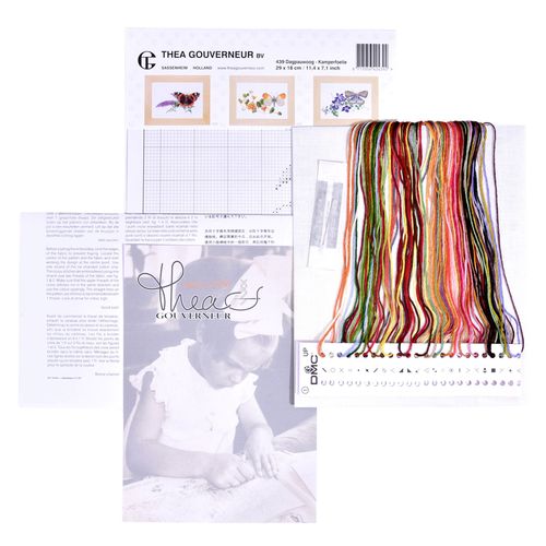 Thea Gouverneur - Kit De Point De Croix Compté - Papillon-Chèvrefeuille - Lin - 36 Compter - Pour Adultes - 439