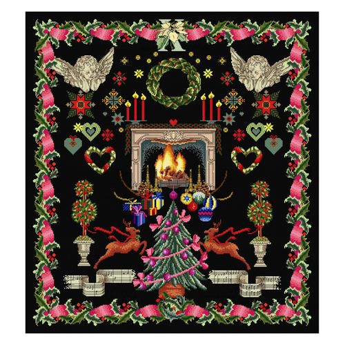 Thea Gouverneur - Kit De Point De Croix Compté - Conception De Noël - Aida Noir - 18 Compter - Pour Adultes - 2077.05