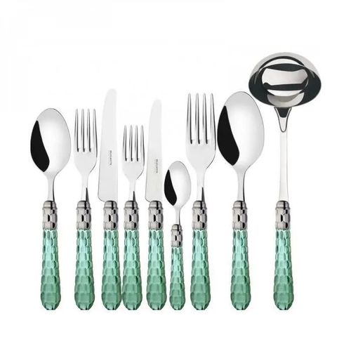 Couverts - Cristal Coloré - Set 75 Pièces - Acier Inoxydable 18/10 Et Fer Chromé