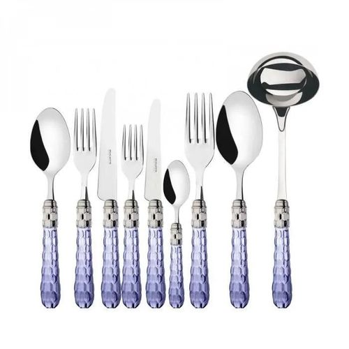 Couverts - Cristal Coloré - Set 75 Pz - Acier Inoxydable 18/10 - Fer Chromé - Pmma