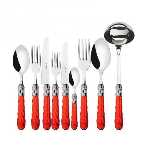 Couverts - Cristal Coloré - Set 75 Pz - Acier Inoxydable 18/10 - Fer Chromé - Pmma