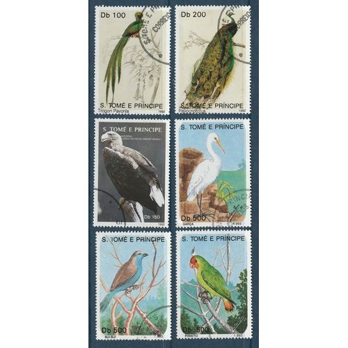Beaux Timbres Oblitéré De Sao Tomé Et Principe 1992 Et 1993, Oiseaux Timbres N° 1100, 1102, 1130, 1159, 1160, 1161.