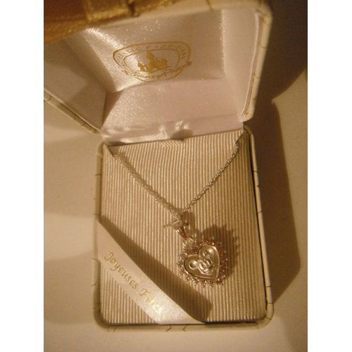 Ravissant Collier + Pendentif Minnie +Strass Dans Coeur Disney Disneyland Paris Dans Coffret