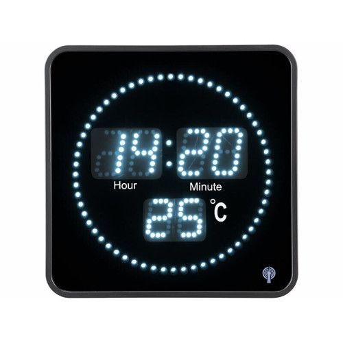 Horloge digitale radio-pilotée BLANCHE avec température