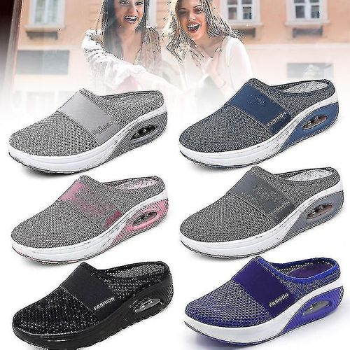 Chaussures De Marche À Coussin D¿Air Chaussures De Marche À Enfiler En Maille Légère Respirante Loisirs Extérieur Et Intérieur-Df