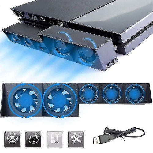 Ventilateur De Refroidissement Ps4, Refroidisseur Externe Usb 5 Ventilateurs De Contrôle De La Température Turbo Ventilateurs De Refroidissement Compatibles Console De Jeu Ps4 (+B