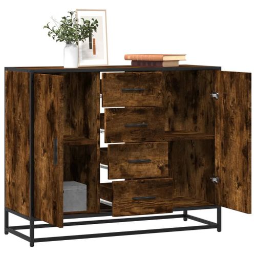 Vidaxl Buffet Chêne Fumé 92x35x76 Cm Bois D'ingénierie