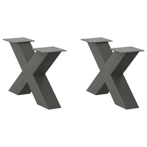 Vidaxl Pieds De Table Basse Forme De X 2 Pcs Anthracite 60x(30-31) Cm