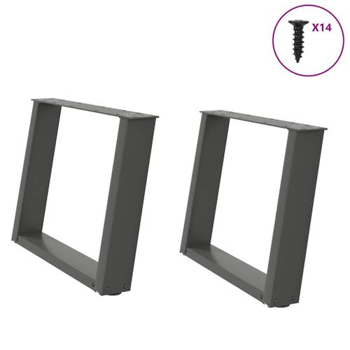 Vidaxl Pieds De Table Basse Forme De U 2 Pcs Anthracite 60x(42-43) Cm