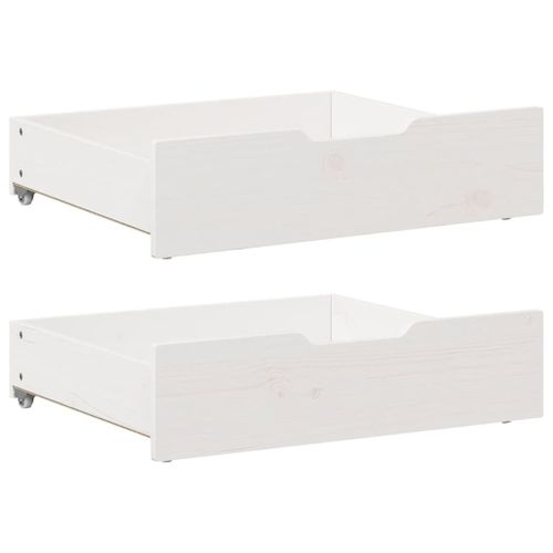Vidaxl Tiroirs Sous Le Lit 2 Pcs Blanc 75x55x16 Cm Bois De Pin Massif