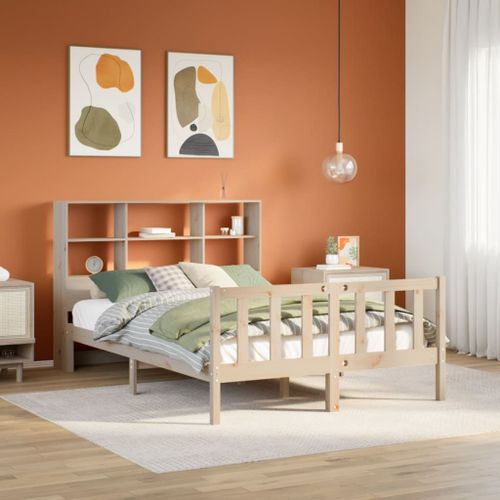 Vidaxl Lit Bibliothèque Sans Matelas 135x190 Cm Bois De Pin Massif
