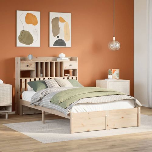 Vidaxl Lit Bibliothèque Sans Matelas 135x190 Cm Bois De Pin Massif