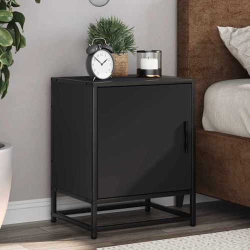 Vidaxl Tables De Chevet 2 Pcs Noir 40x31x50 Cm Bois D'ingénierie Métal
