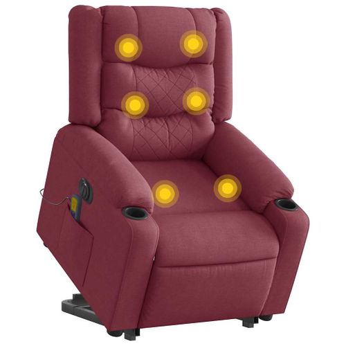 Vidaxl Fauteuil Inclinable De Massage Électrique Rouge Bordeaux Tissu