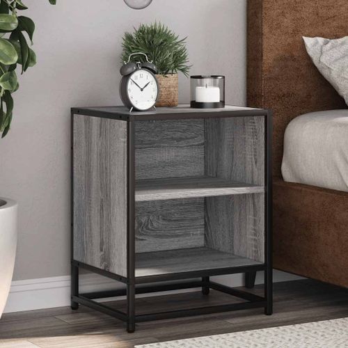 Vidaxl Table De Chevet Sonoma Gris 40x31x50 Cm Bois D'ingénierie Métal