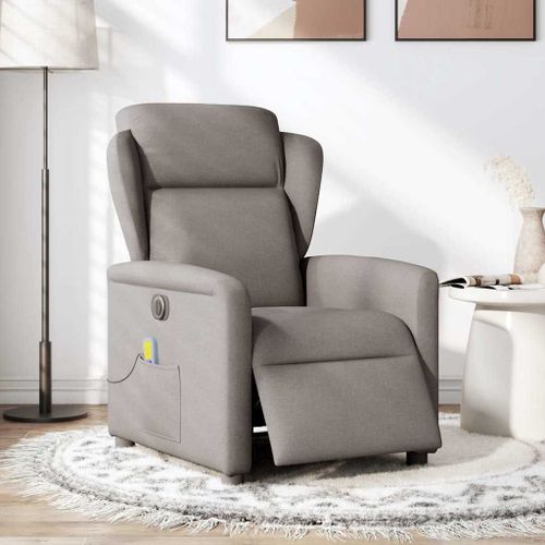 Vidaxl Fauteuil De Massage Inclinable Électrique Taupe Tissu
