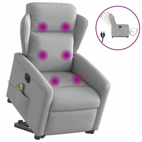 Vidaxl Fauteuil Inclinable De Massage Électrique Gris Nuage Tissu