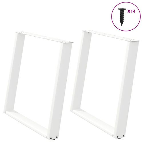Vidaxl Pieds De Table À Manger Forme De U 2 Pcs Blanc 100x(72-73) Cm