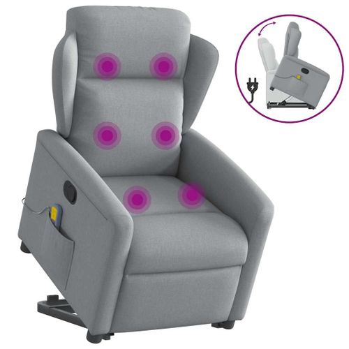 Vidaxl Fauteuil De Massage Inclinable Gris Clair Tissu