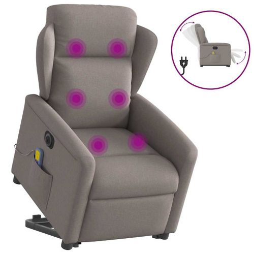 Vidaxl Fauteuil Inclinable De Massage Électrique Taupe Tissu